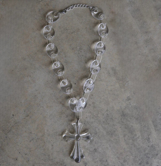 CLEAR CROSS LINK NECKLACE